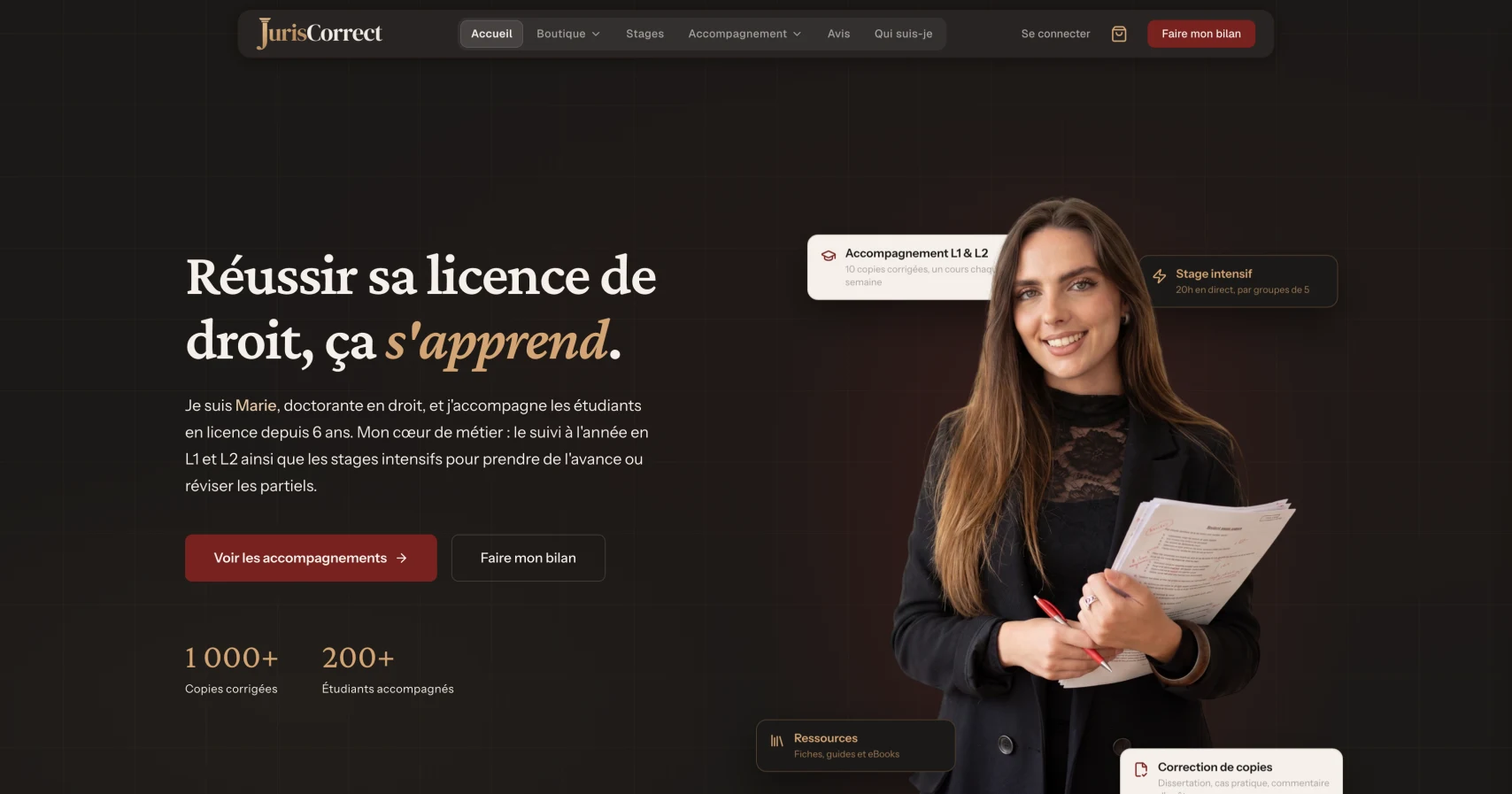 Plateforme de formation et de correction de copies en droit français